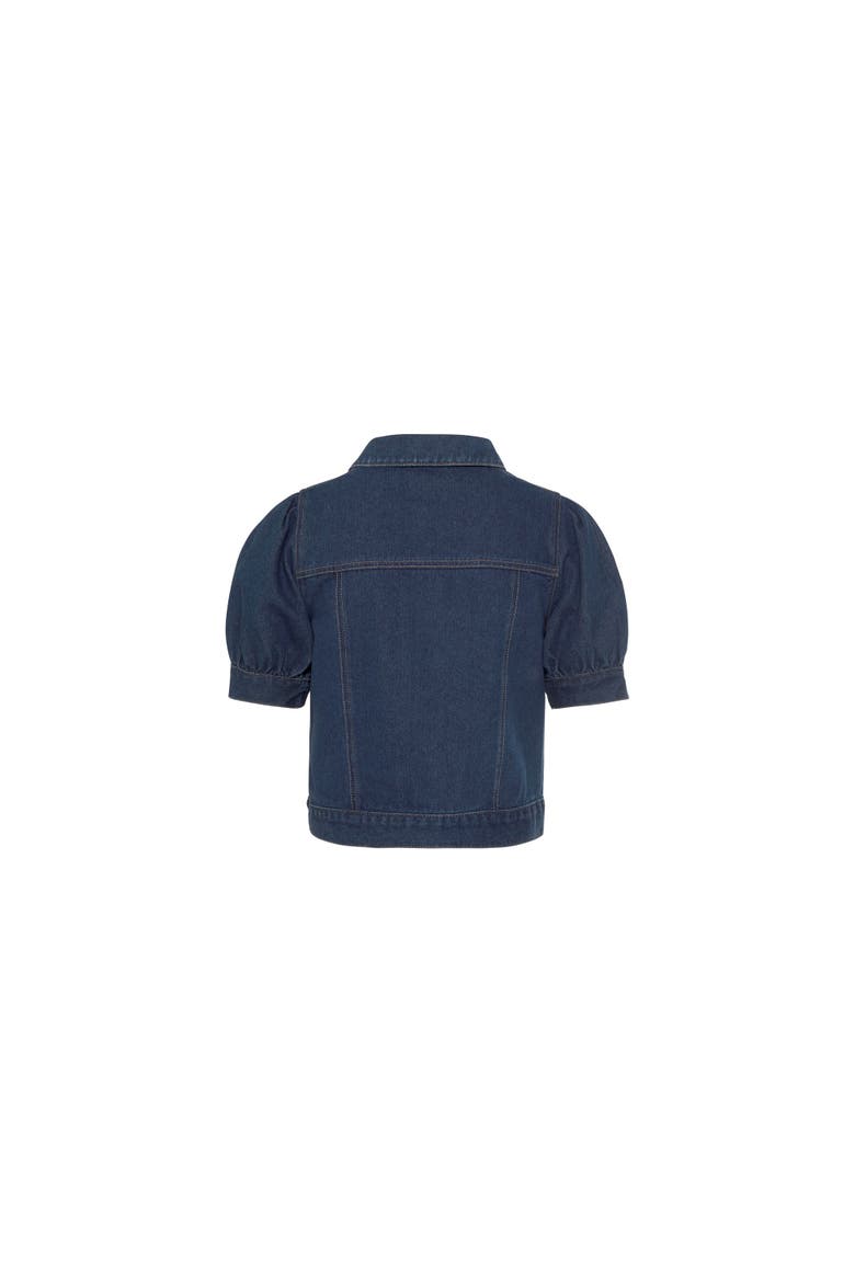 Puff Sleeve Denim Jacket, Alternate, color, Dark Washed