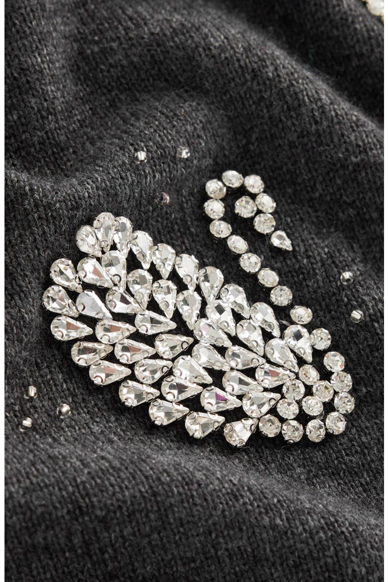 Elizabeth Swan Embellished Sweater, Alternate, color, CHARCOAL MELANGE SWANS