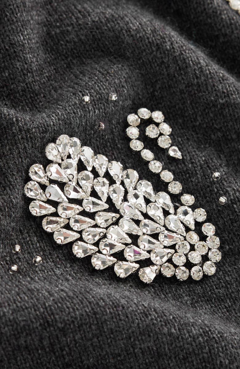 Boden Elizabeth Swan Embellished Sweater, Alternate, color, Charcoal Melange Swans