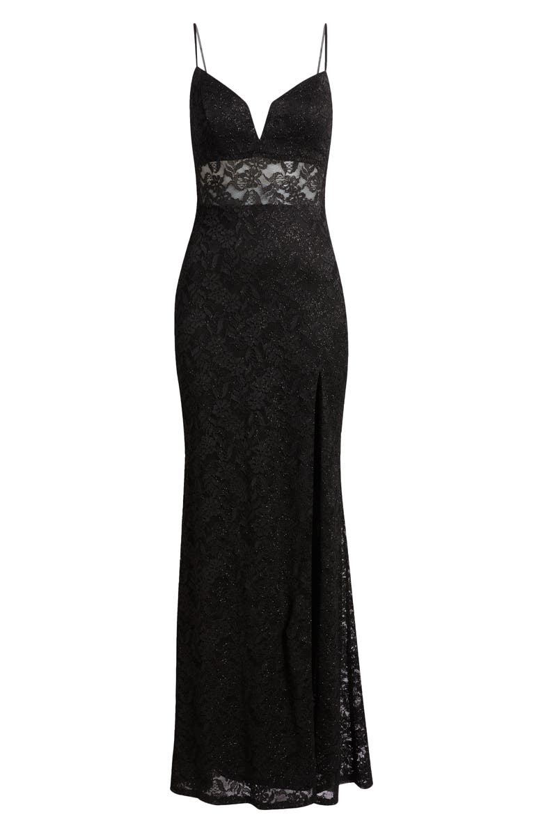 CITY STUDIO Black Glitter & Lace Dress, Alternate, color, Black