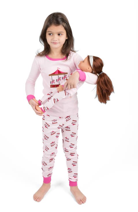 Girls Matching Doll Printed Cotton Pajamas, Fantasy & Character Prints (Toddler, Little Kid & Big Kid)