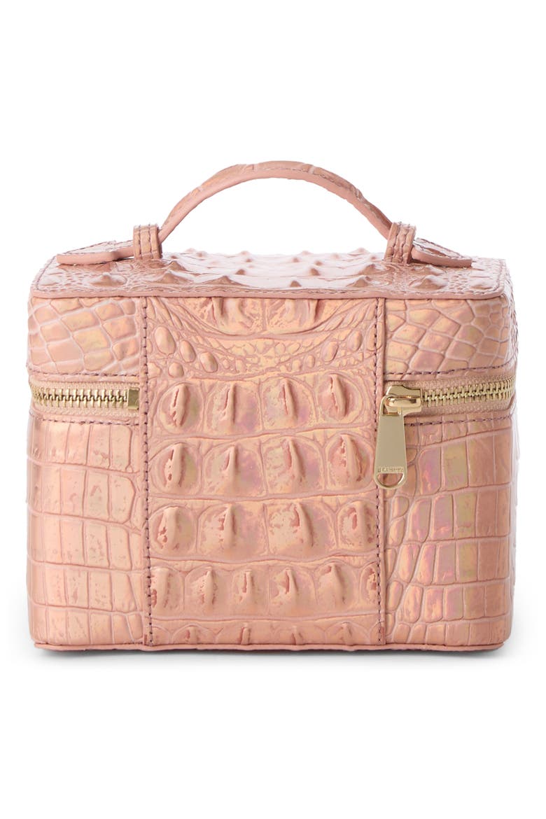 Small Charmaine Croc Embossed Leather Train Case, Alternate, color, ROSE GOLD