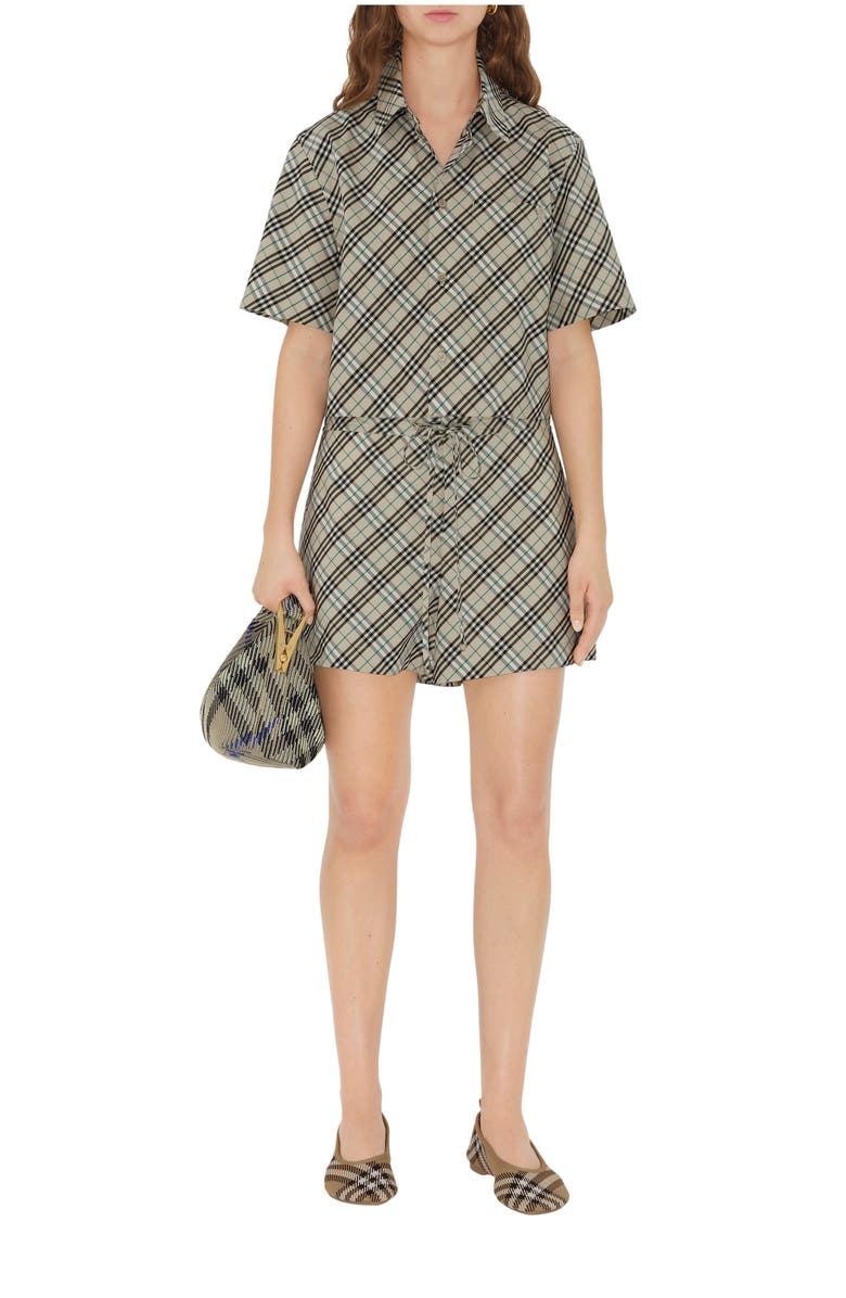 Burberry Check Cotton Pyjama Shorts, Main, color, Husk