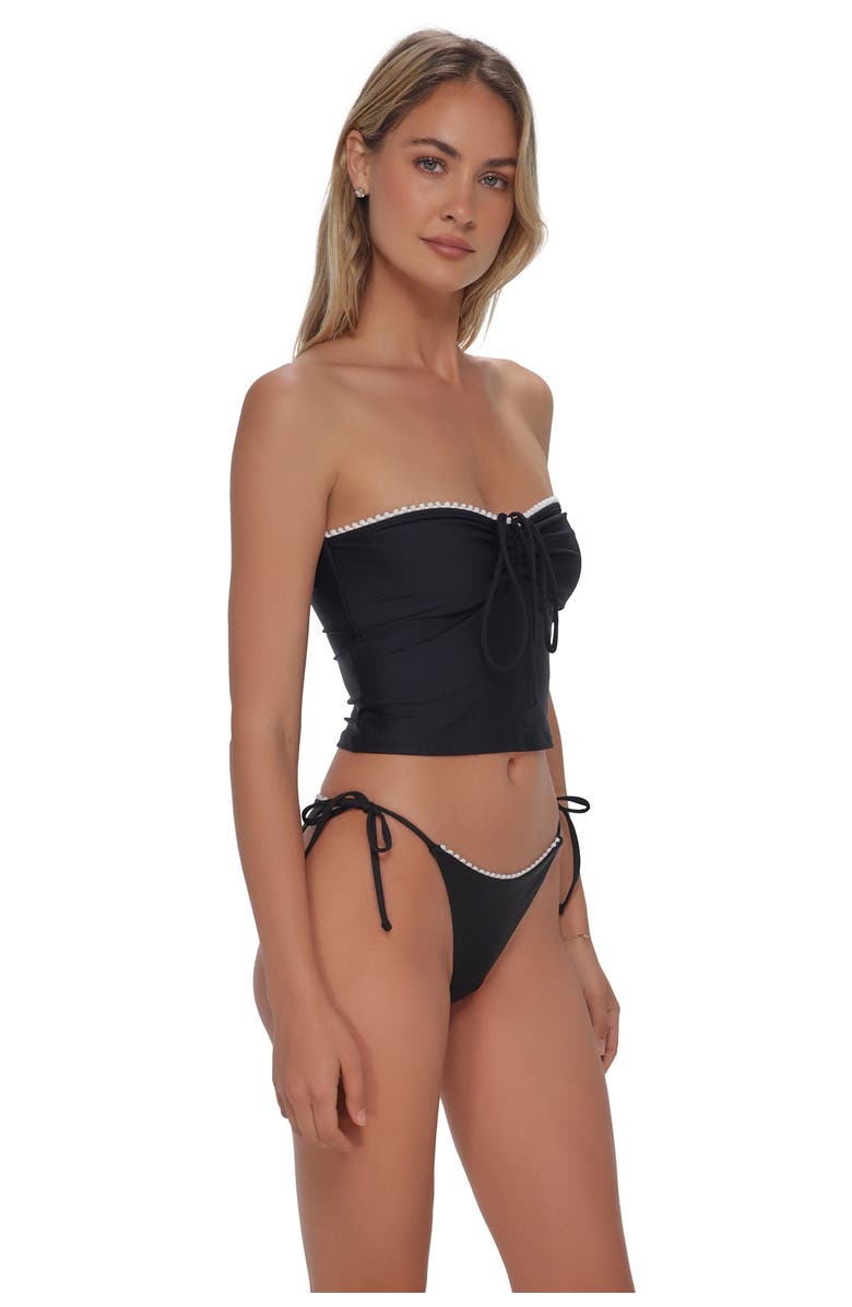 Swim Systems Pom Pom Dolly Crop Top Bikini Swimsuit, Alternate, color, Black