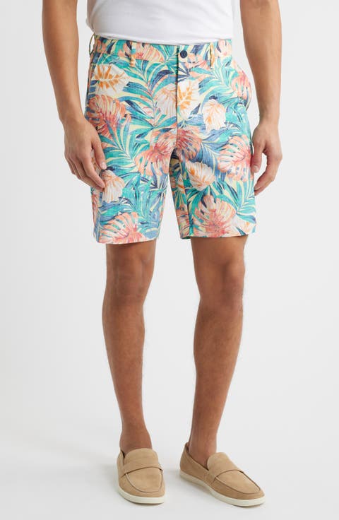 Chip Shot Positano Palms Stretch Ripstop Shorts (Regular & Big)