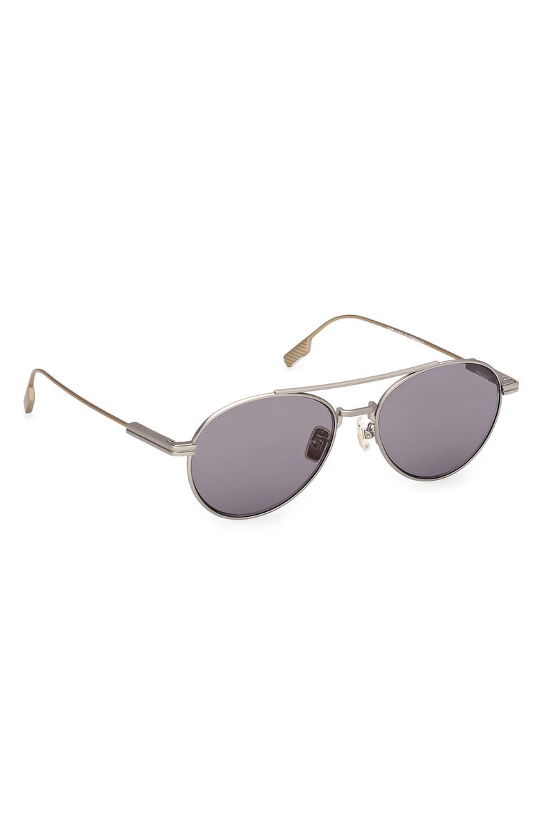 ZEGNA 55mm Pilot Sunglasses, Alternate, color, Matte Satin Palladium
