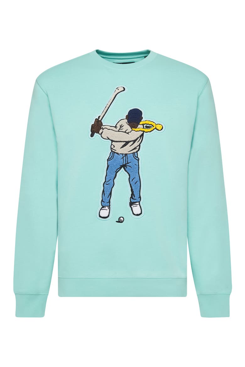 Swingman Appliqué Sweatshirt, Main, color, AQUA SKY