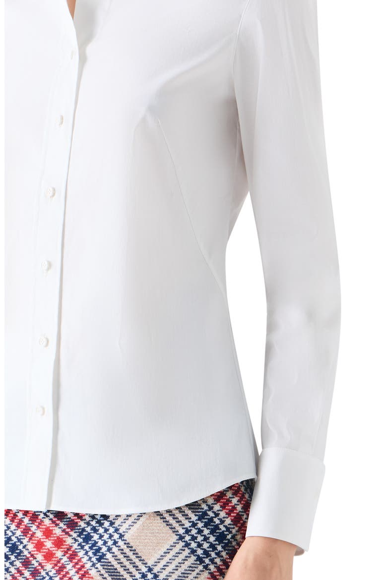 Stretch Cotton Blend Button-Up Shirt, Alternate, color, CREAM