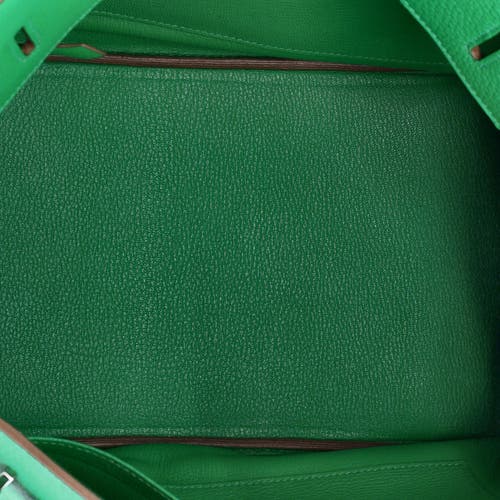 Pre-owned Hermes Hermes Birkin Handbag Green Clemence With Palladium Hardware 35 In Green