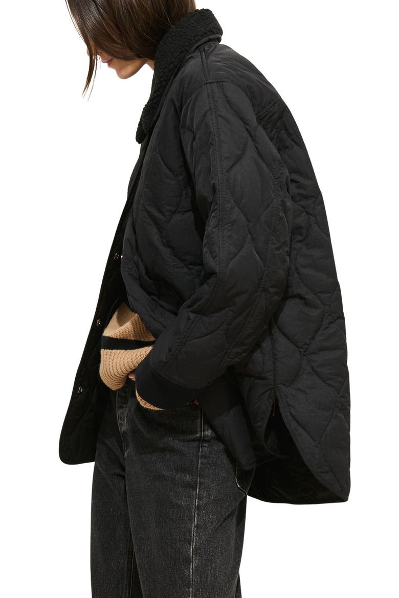Wembley Quilted Bomber Jacket with Removable Faux Shearling Collar, Alternate, color, BLACK