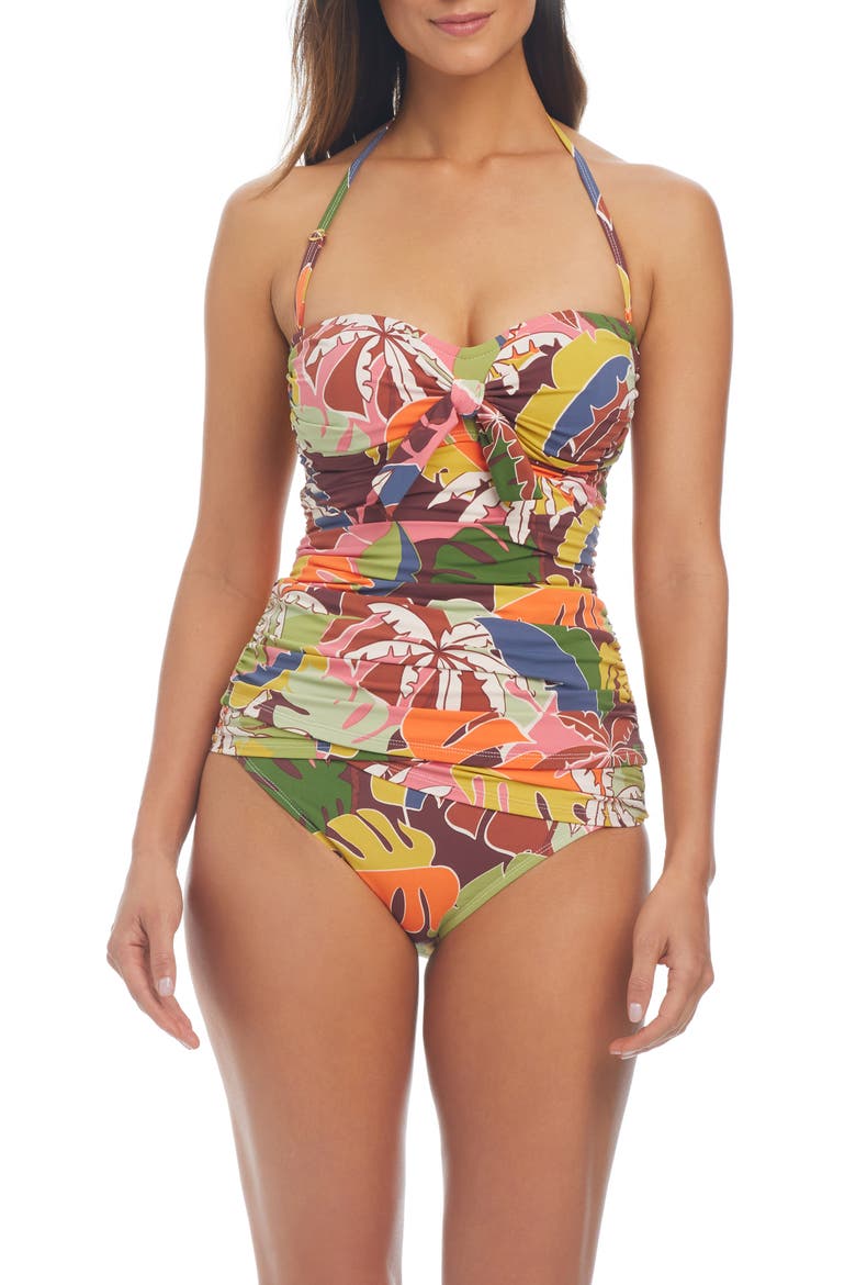 Draped Bandini Tankini Top, Alternate, color, MULTI
