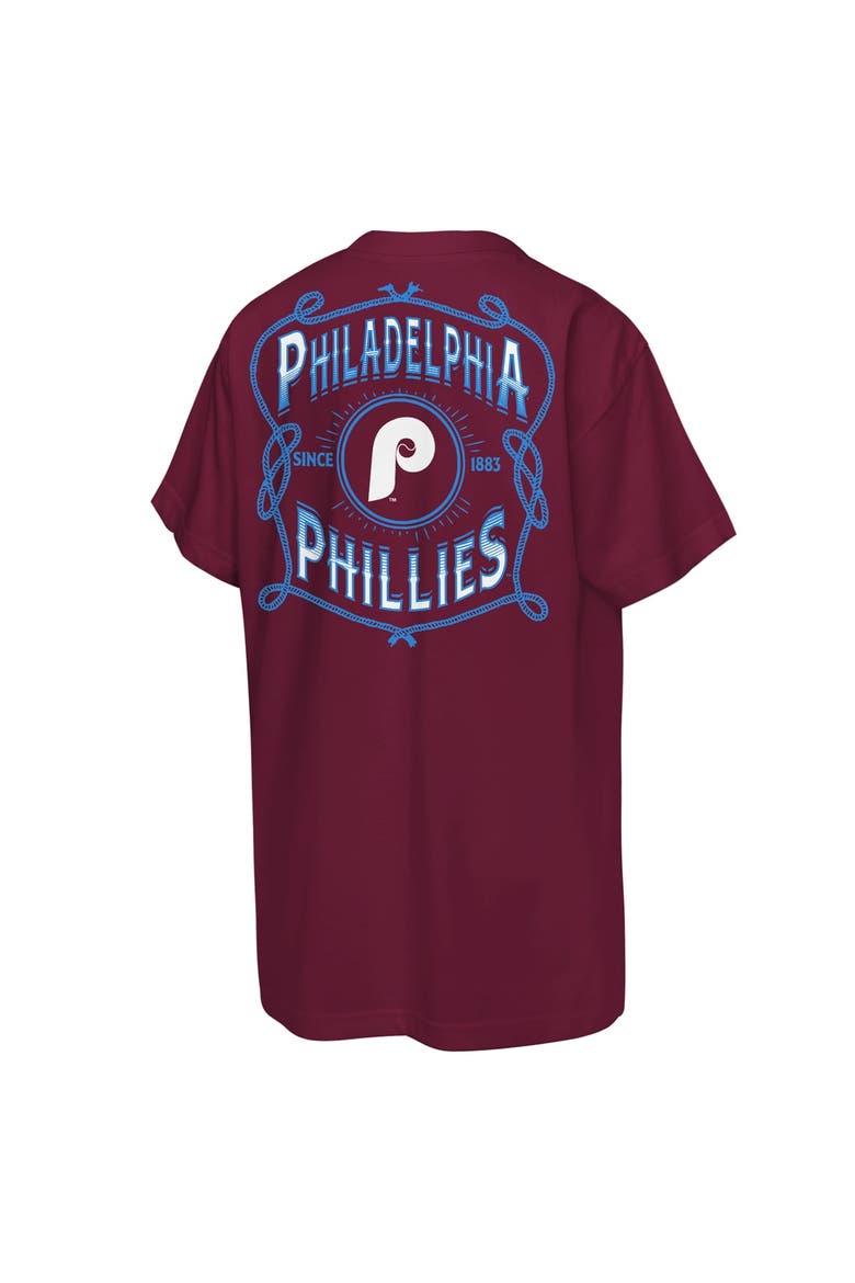 Youth Mitchell & Ness  Burgundy Philadelphia Phillies Cooperstown Rodeo Rope T-Shirt, Alternate, color, Burgundy