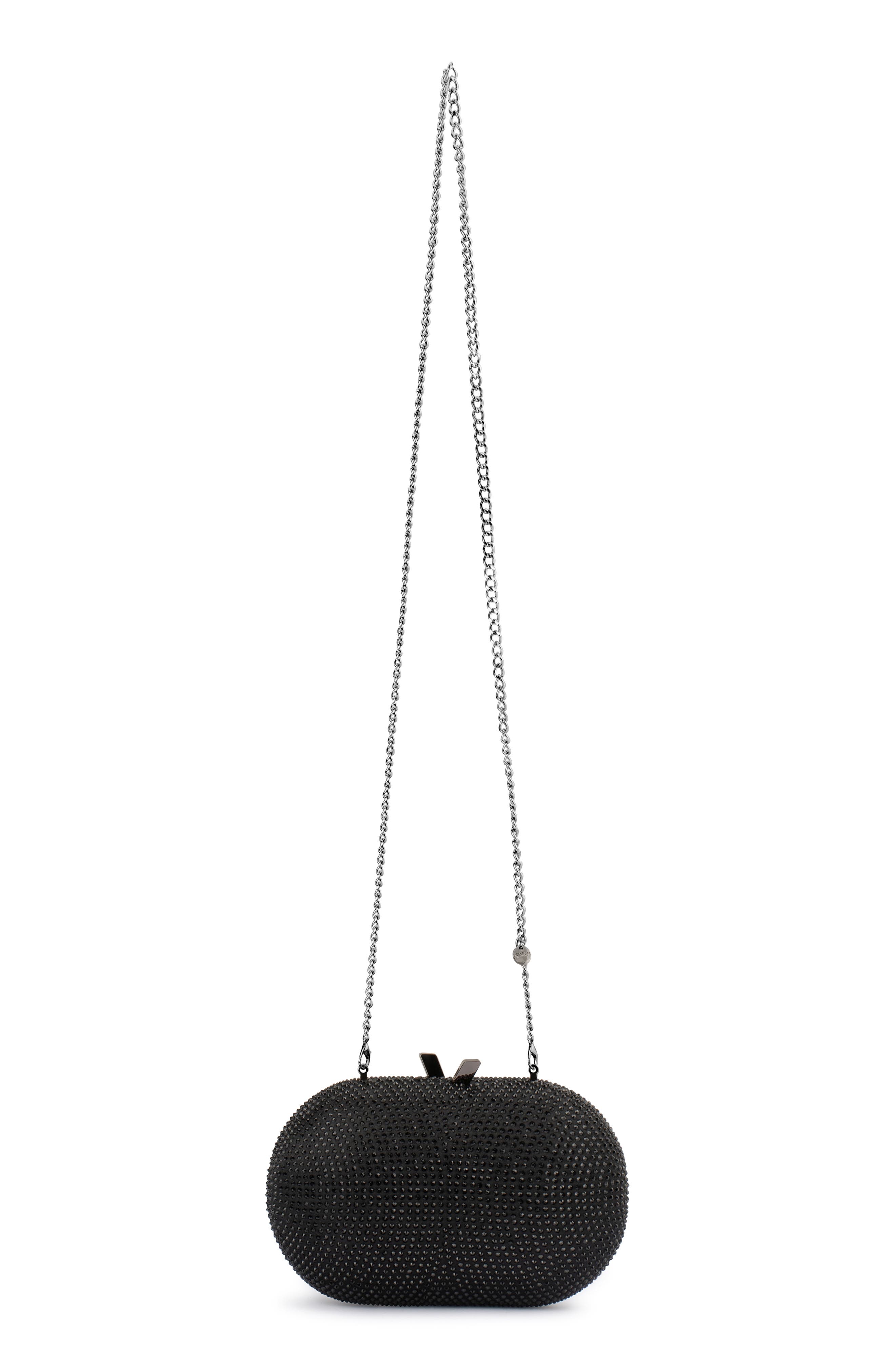 Olga Berg Melanie Hotfix Clutch, Alternate, color, Black