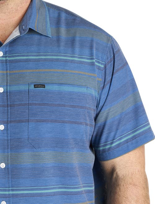 O'neill Big & Tall Trvlr Series Traverse Striped Sport Shirt In Rela Blue