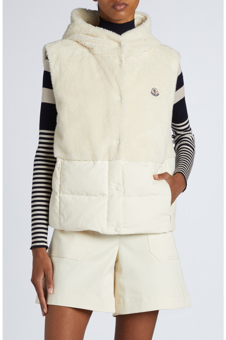 Floy Mixed Media Down Vest, Alternate, color, SILK WHITE