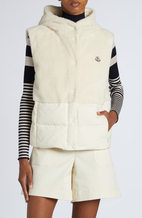 Moncler Floy Mixed Media Down Vest In Silk White