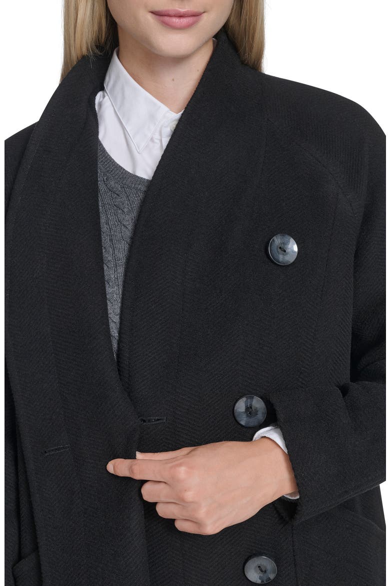 Asymmetric Wool Blend Coat, Alternate, color, BLACK