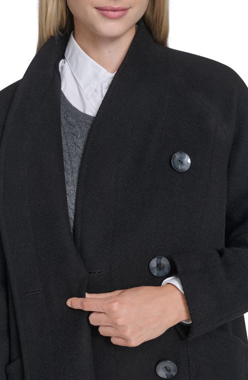 Cole Haan Asymmetric Wool Blend Coat In Black