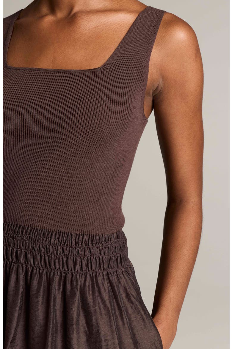 Square Neck Sleeveless Midi Dress, Alternate, color, IRON
