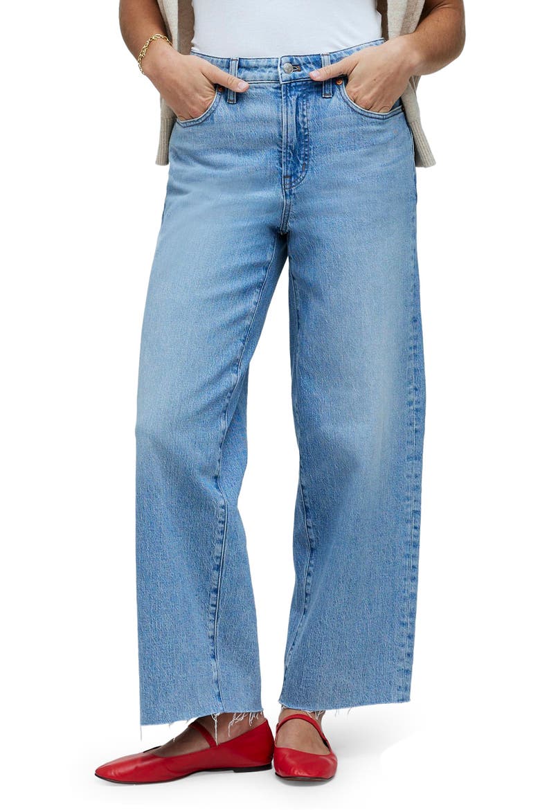 The Perfect Raw Hem Wide Leg Crop Jeans, Main, color, ALTOONA WASH