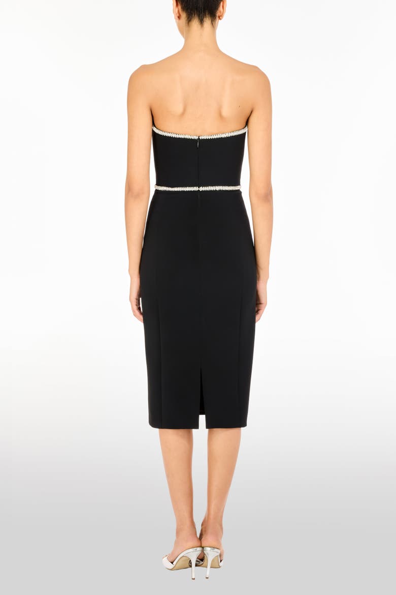 Odette Bow Embellished Midi Dress, Alternate, color, Liquorice