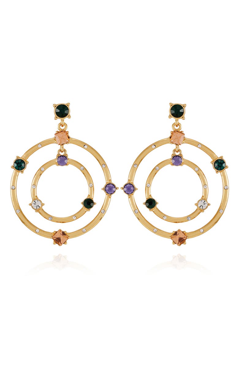 Vince Camuto Crystal Circular Drop Earrings, Main, color, Goldtone Multi