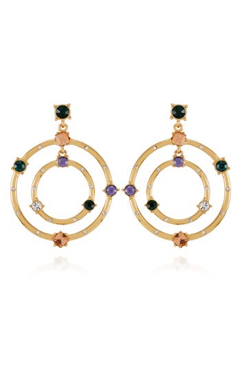 Vince Camuto Crystal Circular Drop Earrings In Goldtone Multi