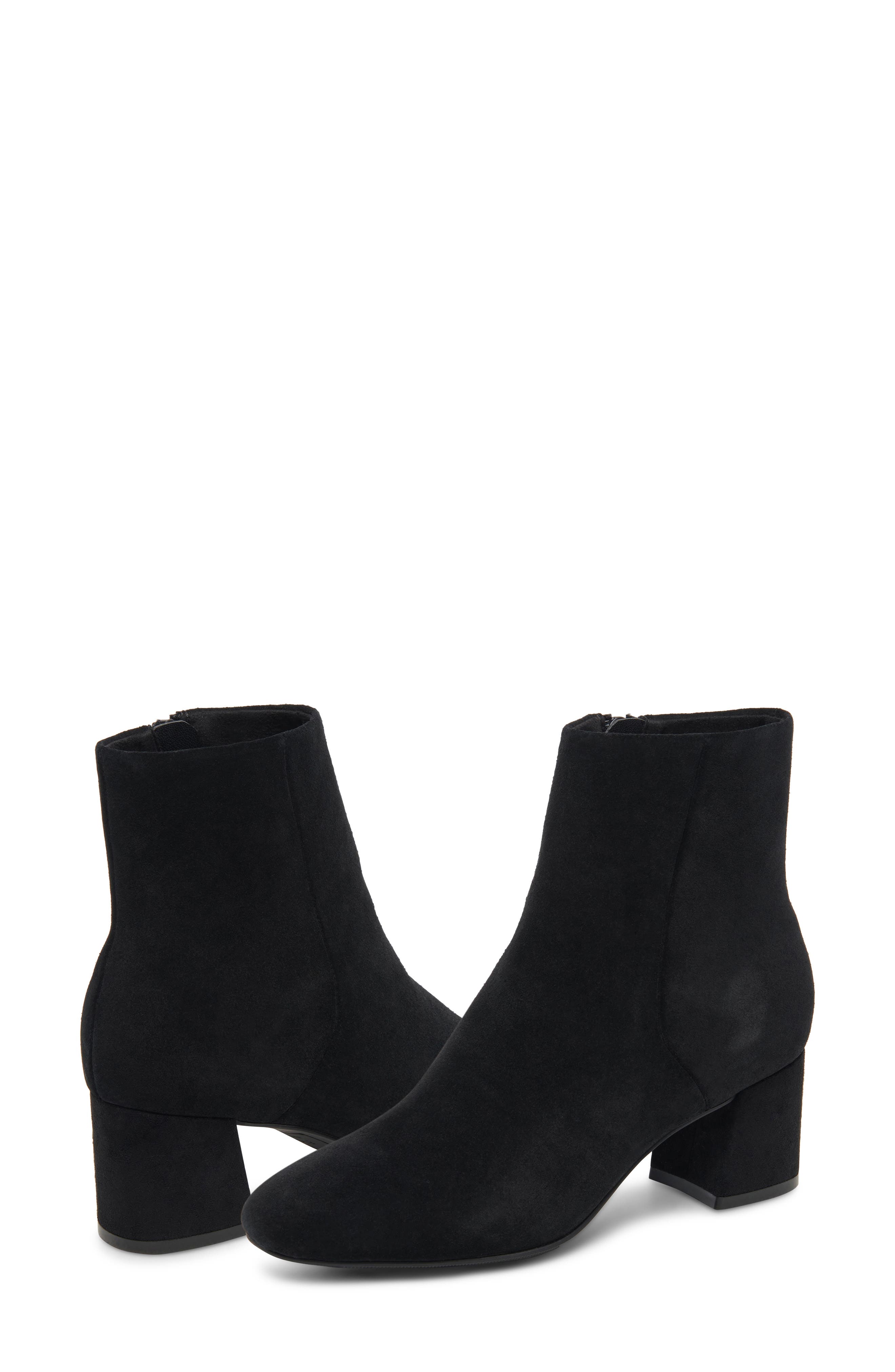 Etana Waterproof Block Heel Bootie, Alternate, color, BLACK SUED
