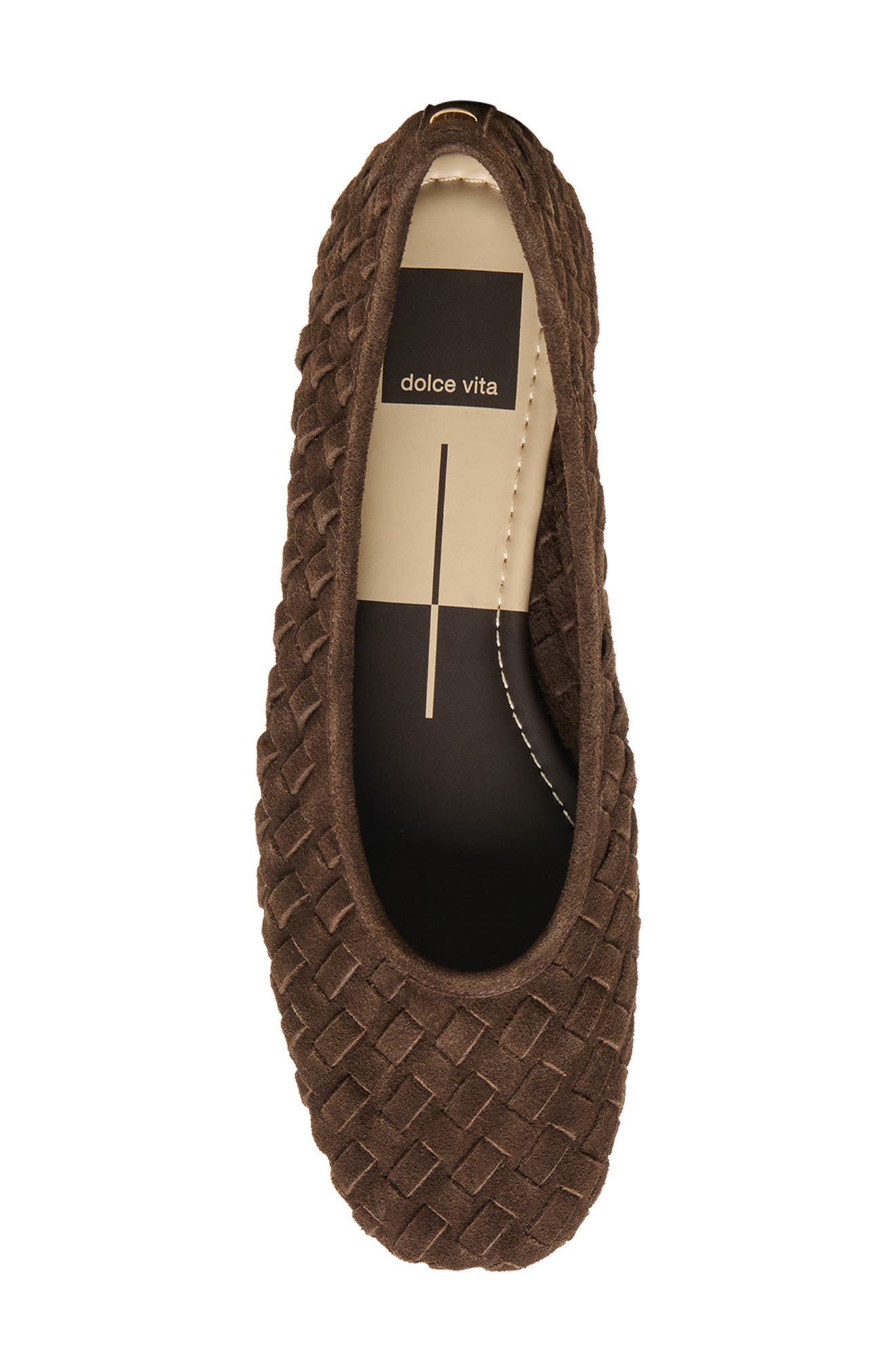 Mycah Wovan Flat, Alternate, color, DARK BROWN WOVEN SUEDE