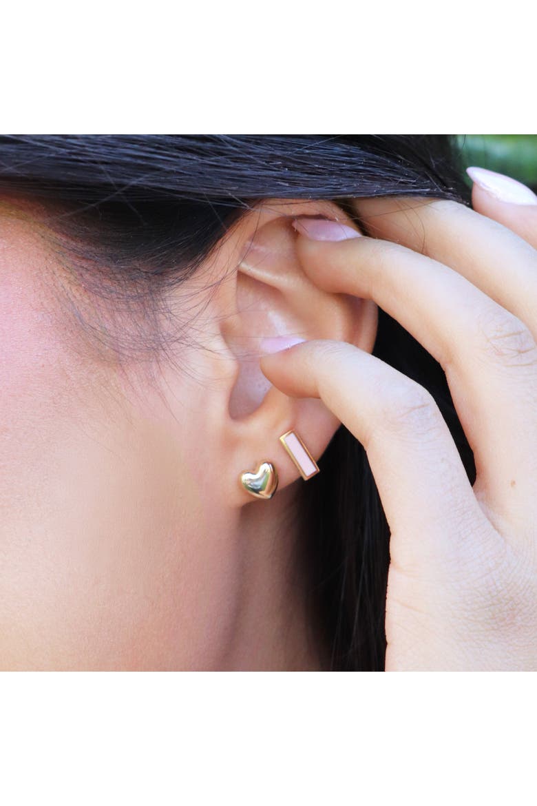 Pink Pearl Bar Stud Earrings, Alternate, color, Pink Pearl