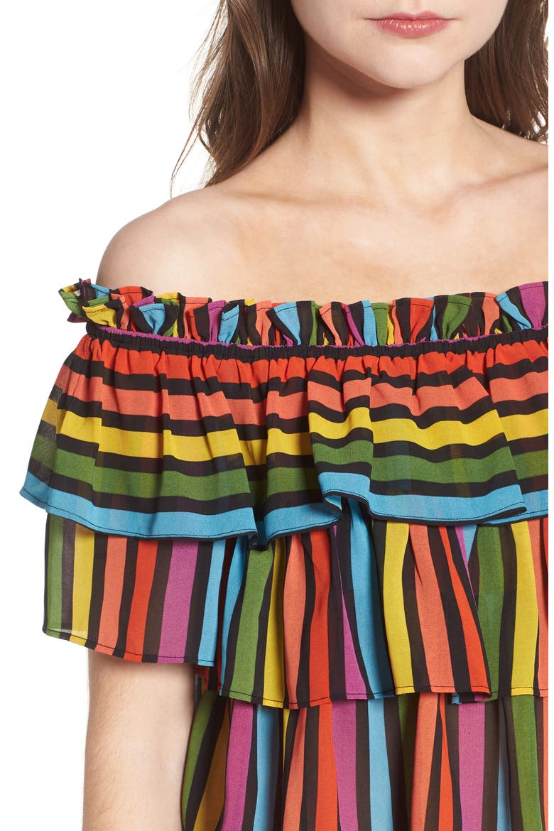 Toulon Tiered Ruffle Top, Alternate, color, RAINBOW STRIPE