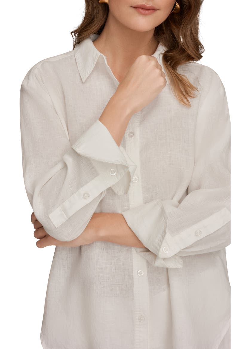 Linen Button-Up Shirt, Alternate, color, CREAM