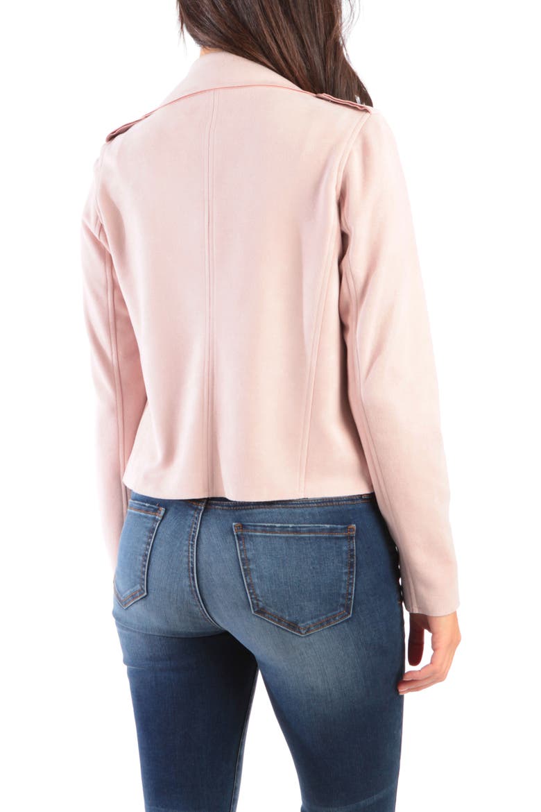 Jacee Draped Moto Jacket, Alternate, color, LIGHT ROSE