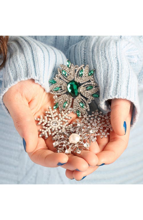 Bling Jewelry Crystal Snowflake Brooch In Metallic