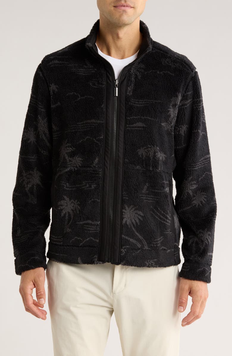 Tommy Bahama Twilight Shore Faux Fur Zip-Up Jacket, Main, color, Black