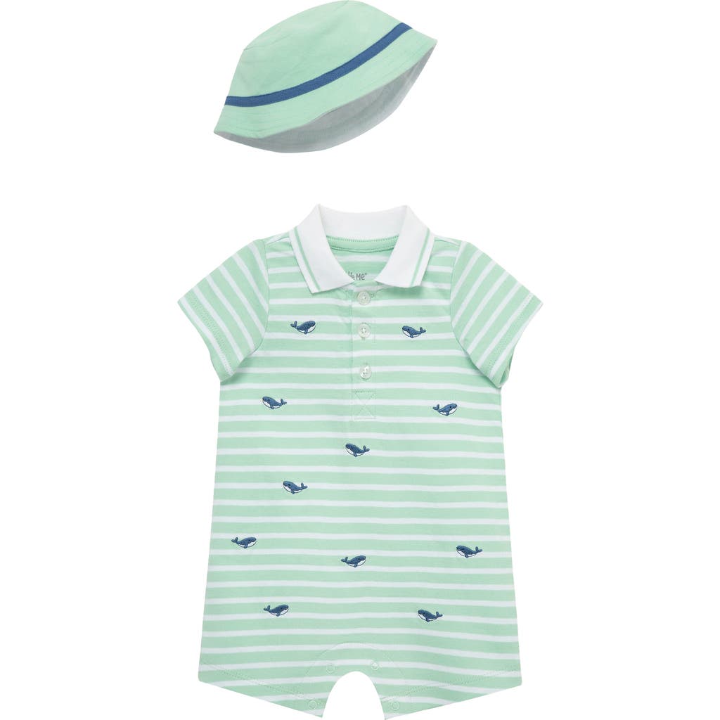 LITTLE ME LITTLE ME WHALES ROMPER & HAT SET