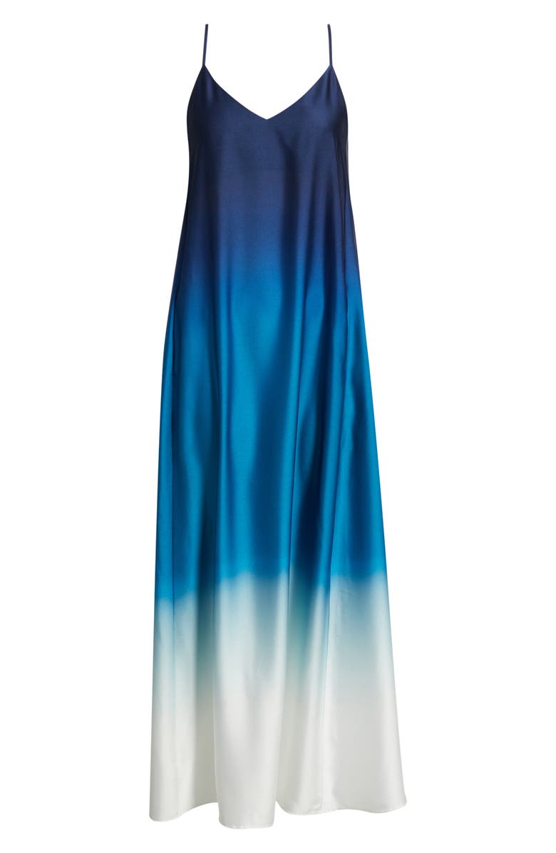 Tahari ASL Print Pocket Sleeveless Maxi Dress, Alternate, color, Blue Jewel Ombre