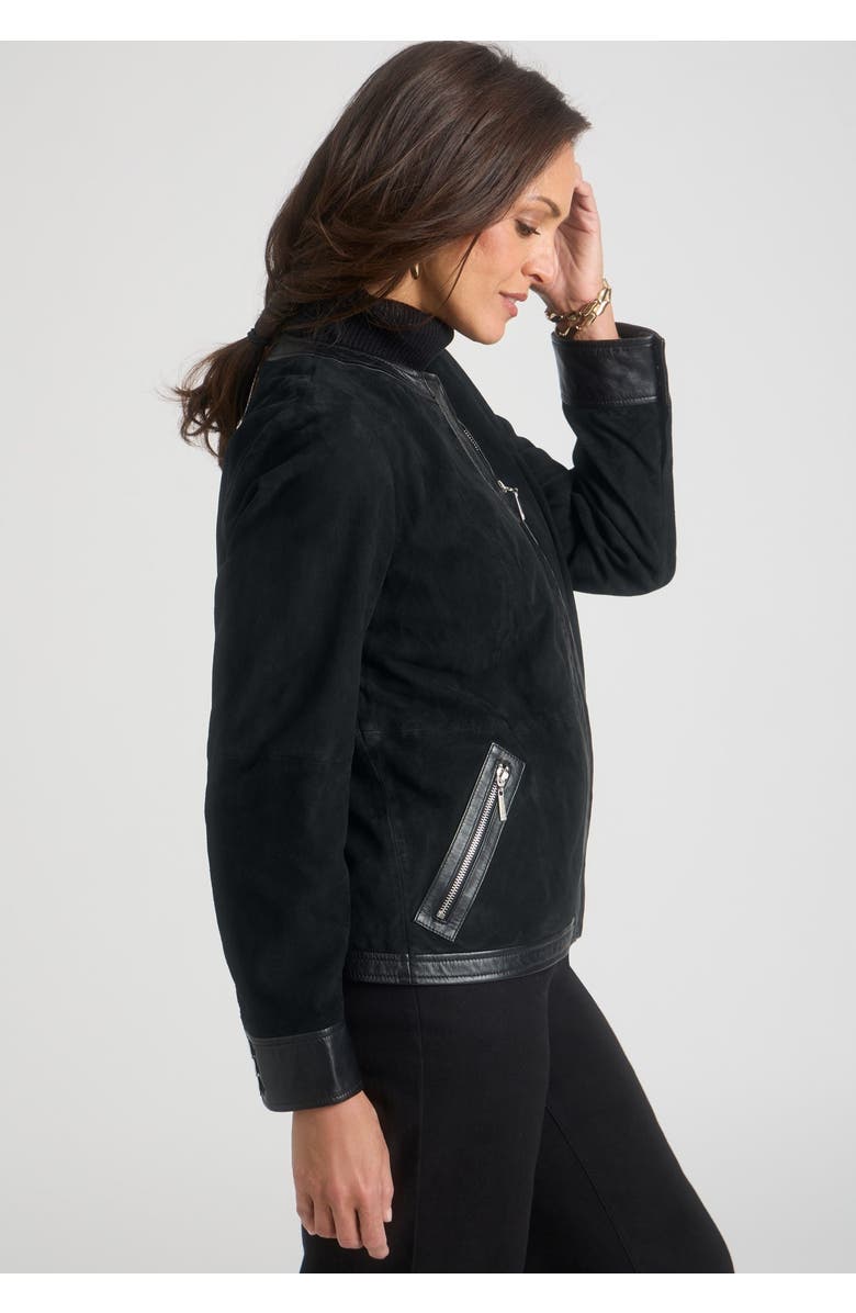Jessica London Suede Lady Jacket, Alternate, color, Black
