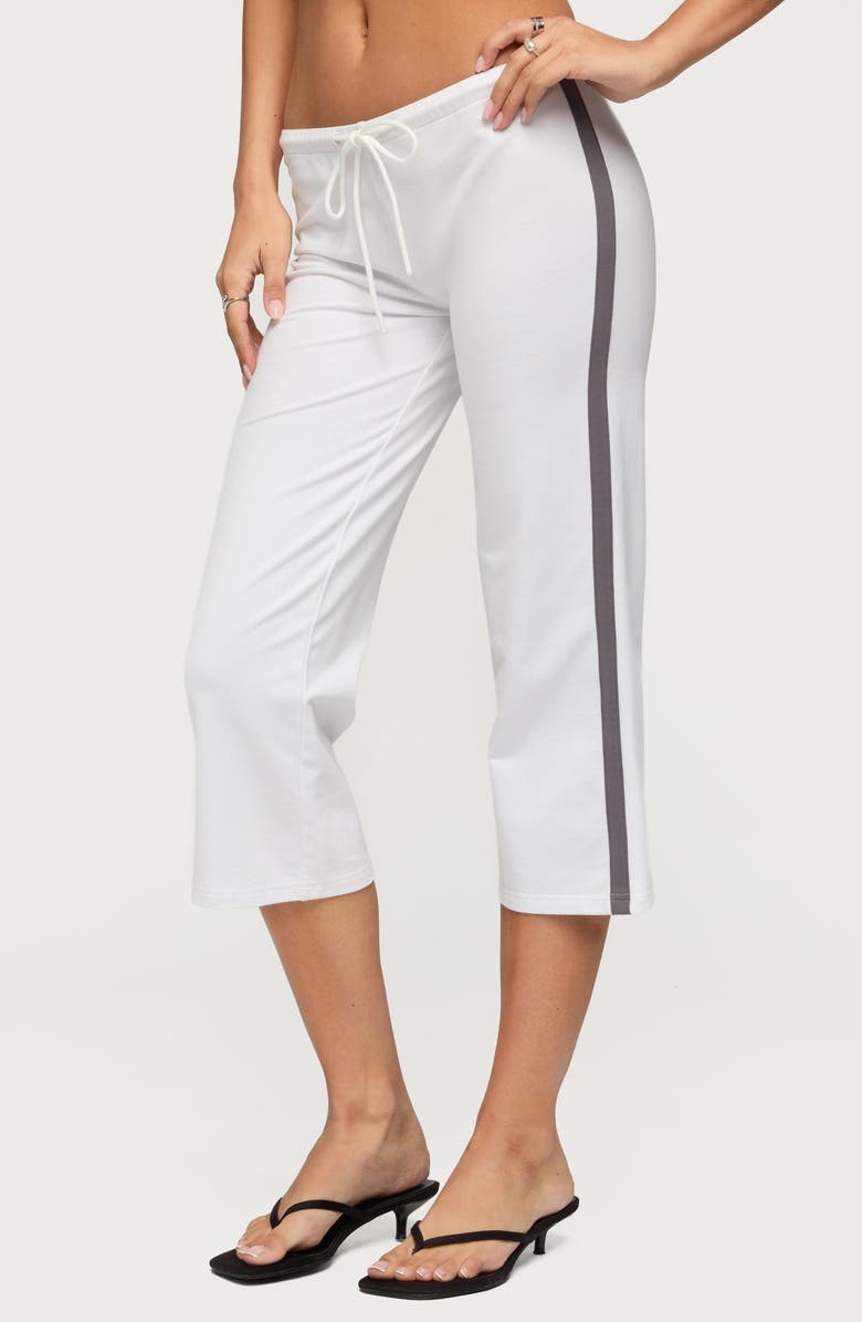 EDIKTED Milene Side Stripe Terry Drawstring Capri Pants, Alternate, color,