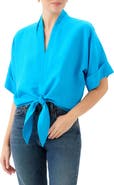 FIFTEEN TWENTY Janice Cuffed Tie Hem Linen Blend Top