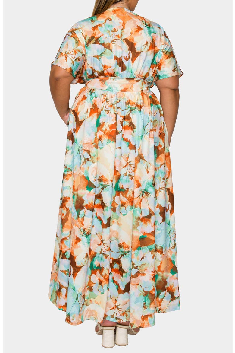 Minoa Floral Print Maxi Dress, Alternate, color, BROWN/ MINT