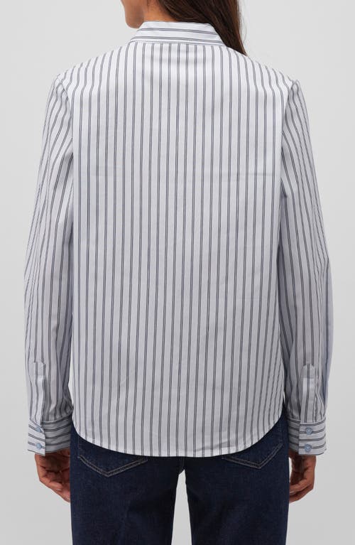 Mavi Jeans Ruffle Stripe Poplin Button-up Shirt In Navy Striped