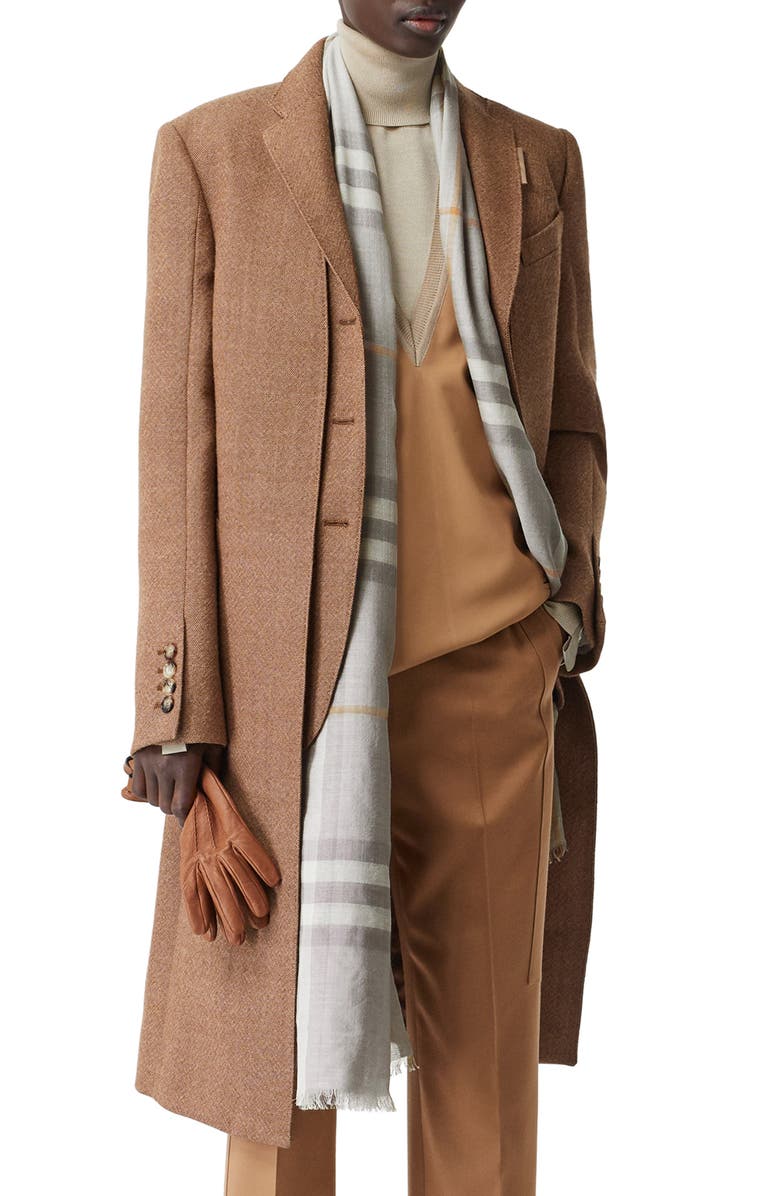 Burberry Check Wool & Silk Scarf, Alternate, color, 