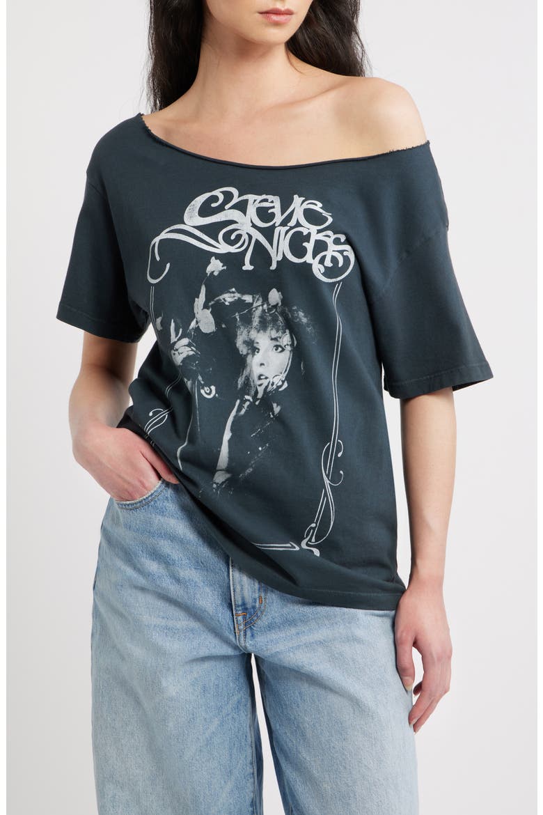 Stevie Nicks Bella Donna Graphic Off the Shoulder T-Shirt, Main, color, VINTAGE BLACK