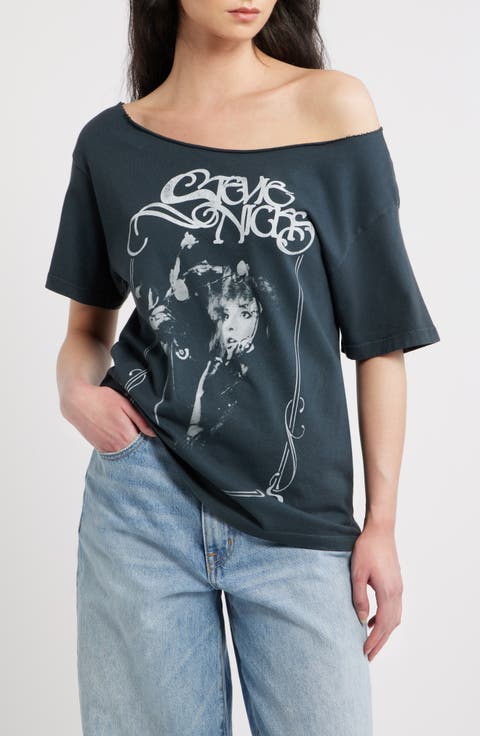 Stevie Nicks Bella Donna Graphic Off the Shoulder T-Shirt