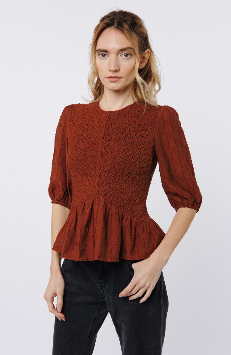 CIEBON Esra Peplum Top, Alternate, color, Brown