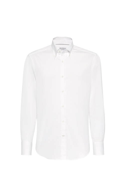 Brunello Cucinelli Men's Basic Fit Solid Sport Shirt With Button-down Collar In White