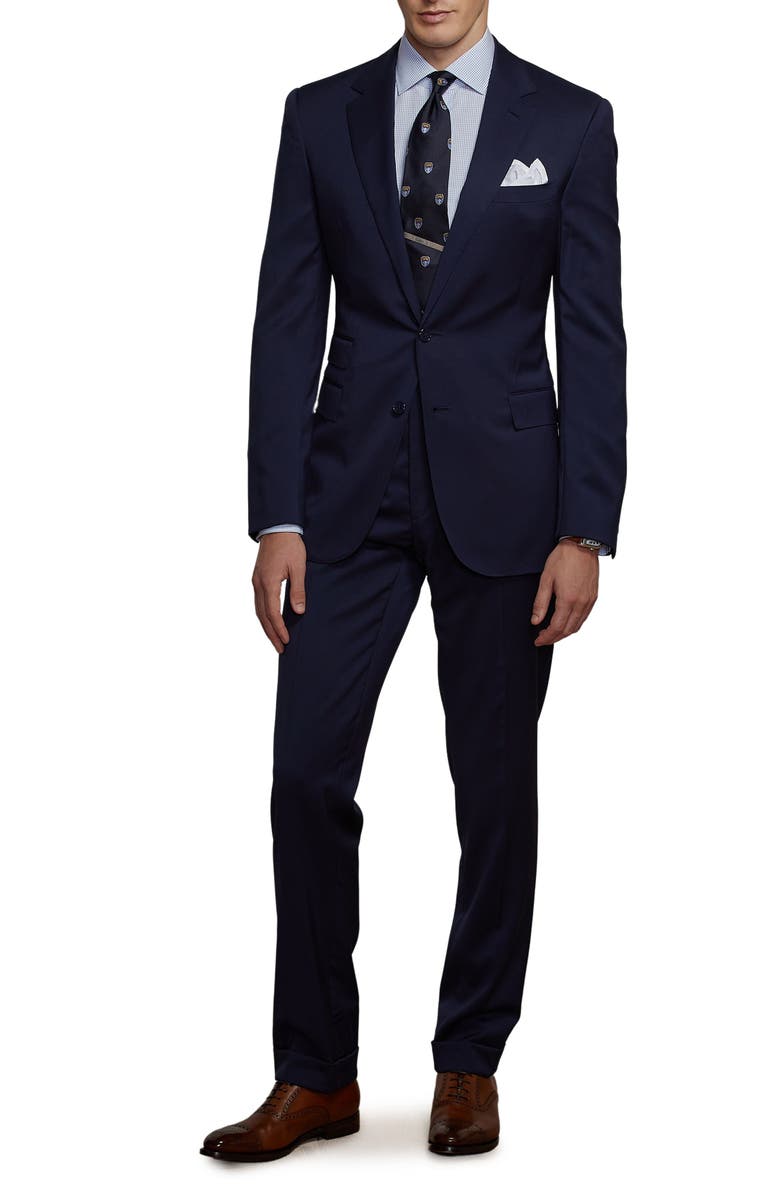 Ralph Lauren Purple Label Gregory Hand Tailored Wool Serge Suit, Main, color, Classic Navy