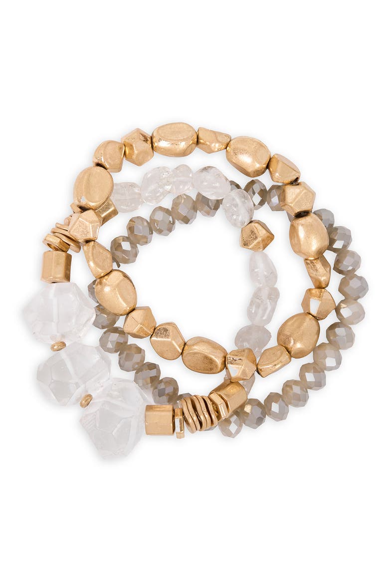 Mixed Crystal Bracelet Set, Main, color, GOLD