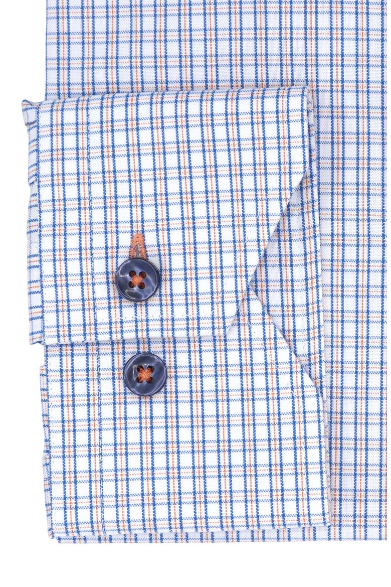Trim Fit Check Oxford Cloth Dress Shirt, Alternate, color, WHITE/ ORANGE/ BLUE